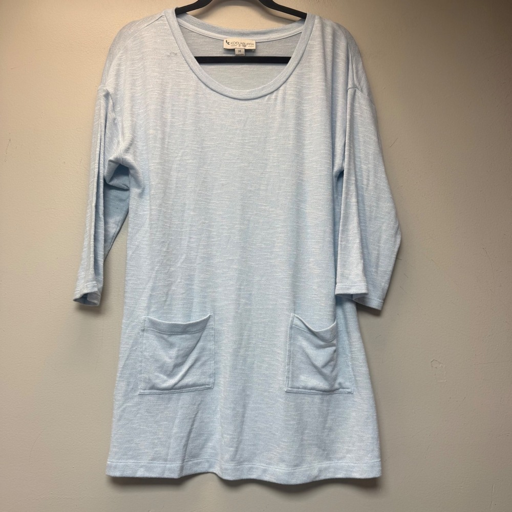Koolaburra by UGG Tunic Top Womens Medium Light Blue Excellent 3/4 Sleeve Pocket